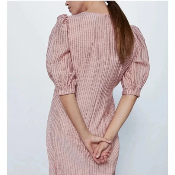 Zara pink gathered cinched waist maxi dress - Picture 7 of 16